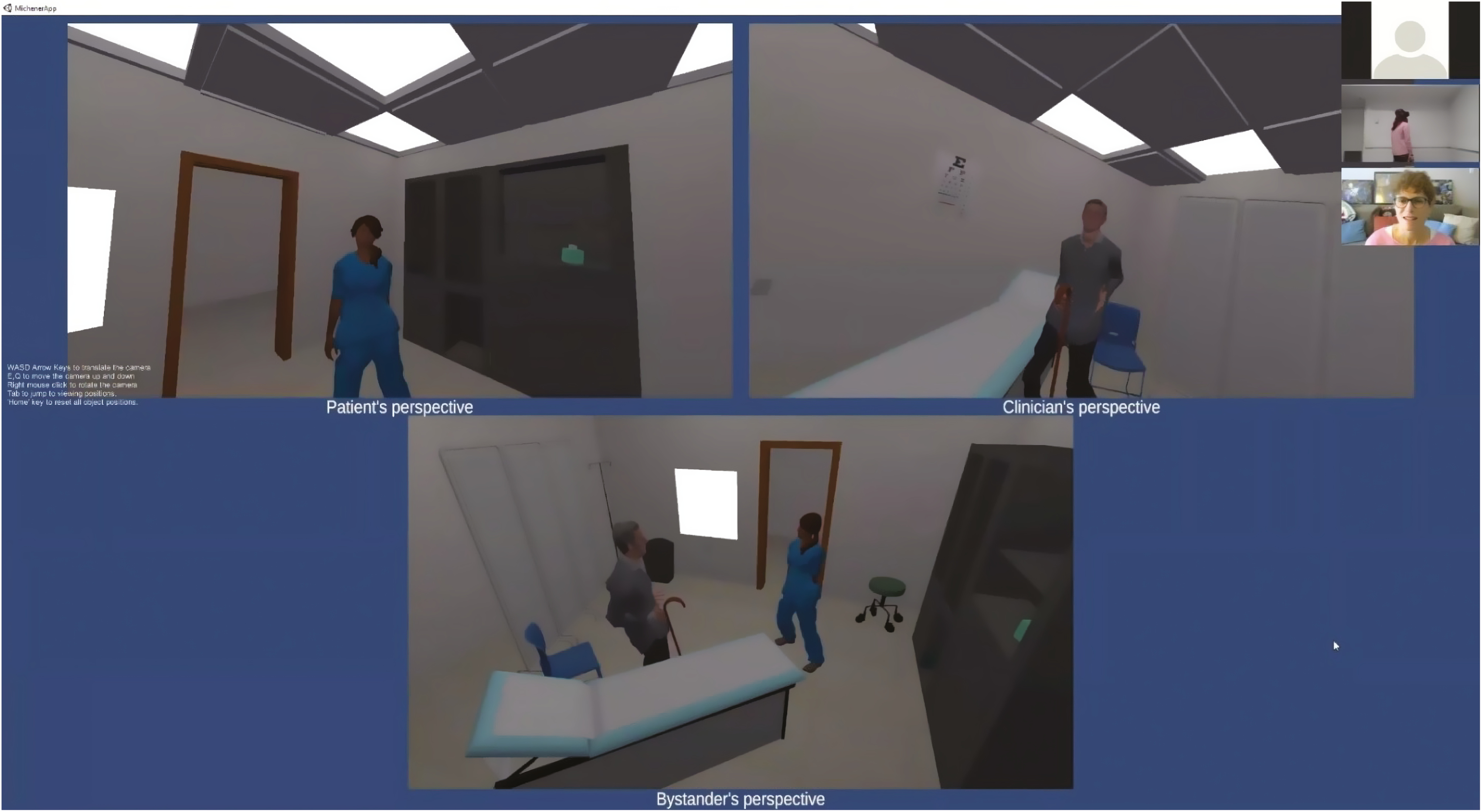 Multiple-perspectives observer view of verbal de-escalation in VR.
