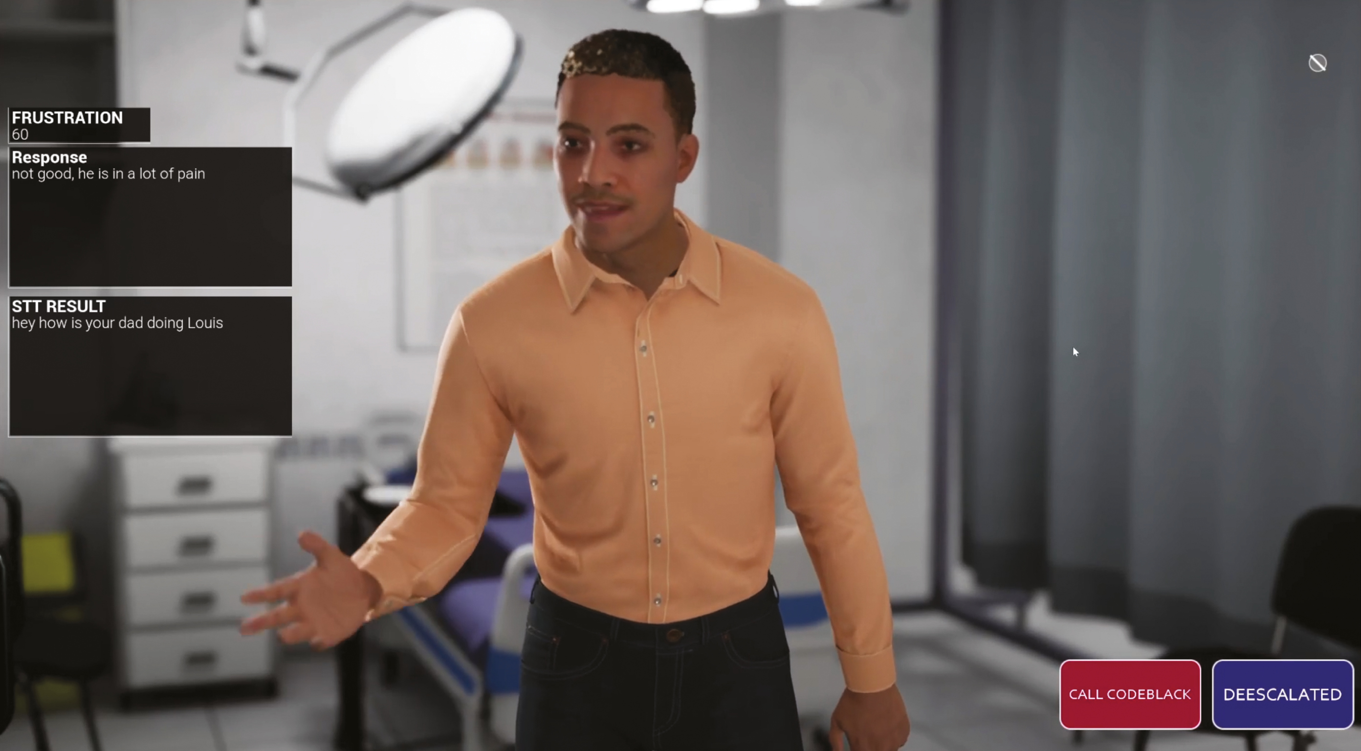 VR-based, AI-driven verbal de-escalation trainer.