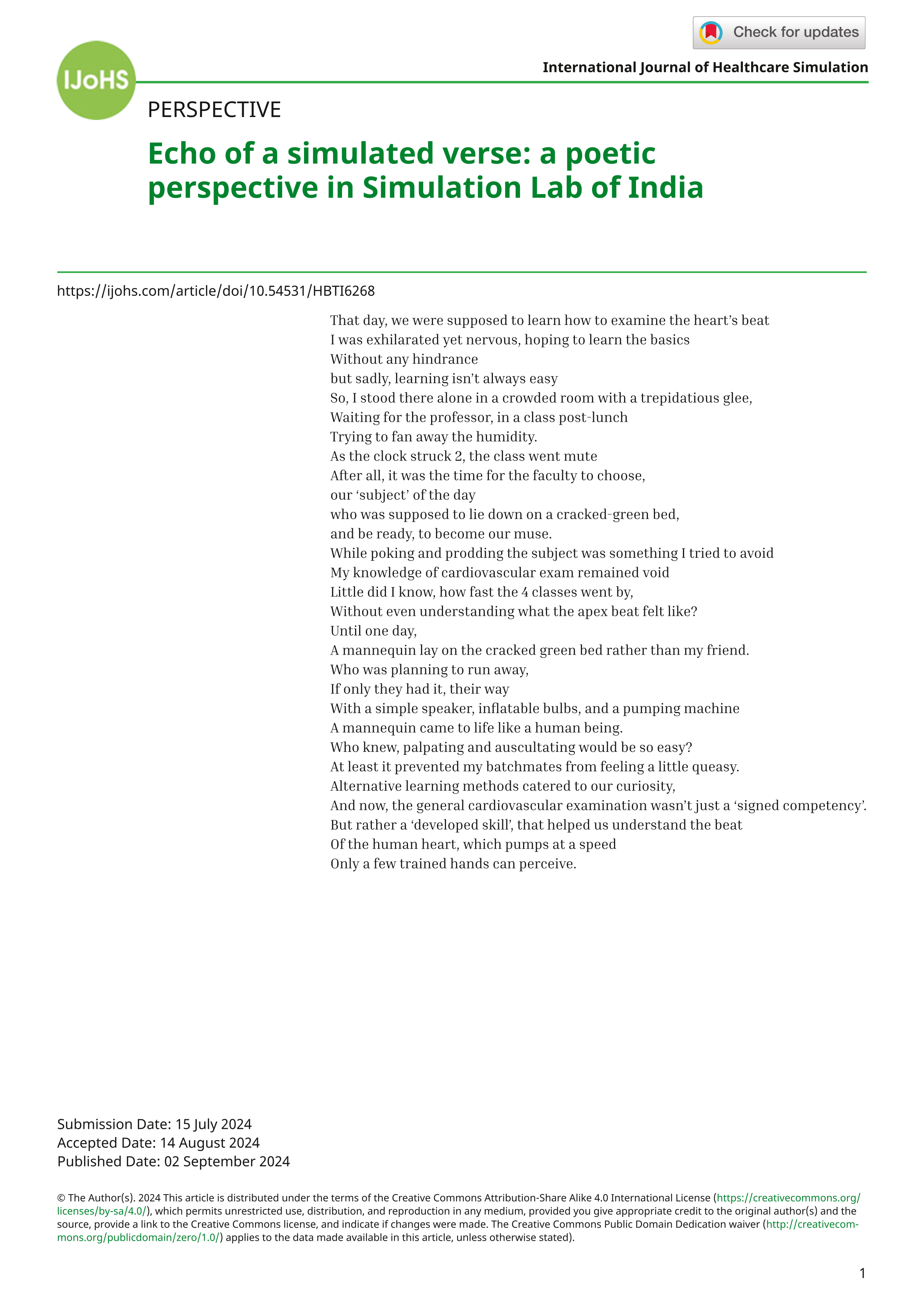 Echo of a simulated verse: a poetic perspective in Simulation Lab of India