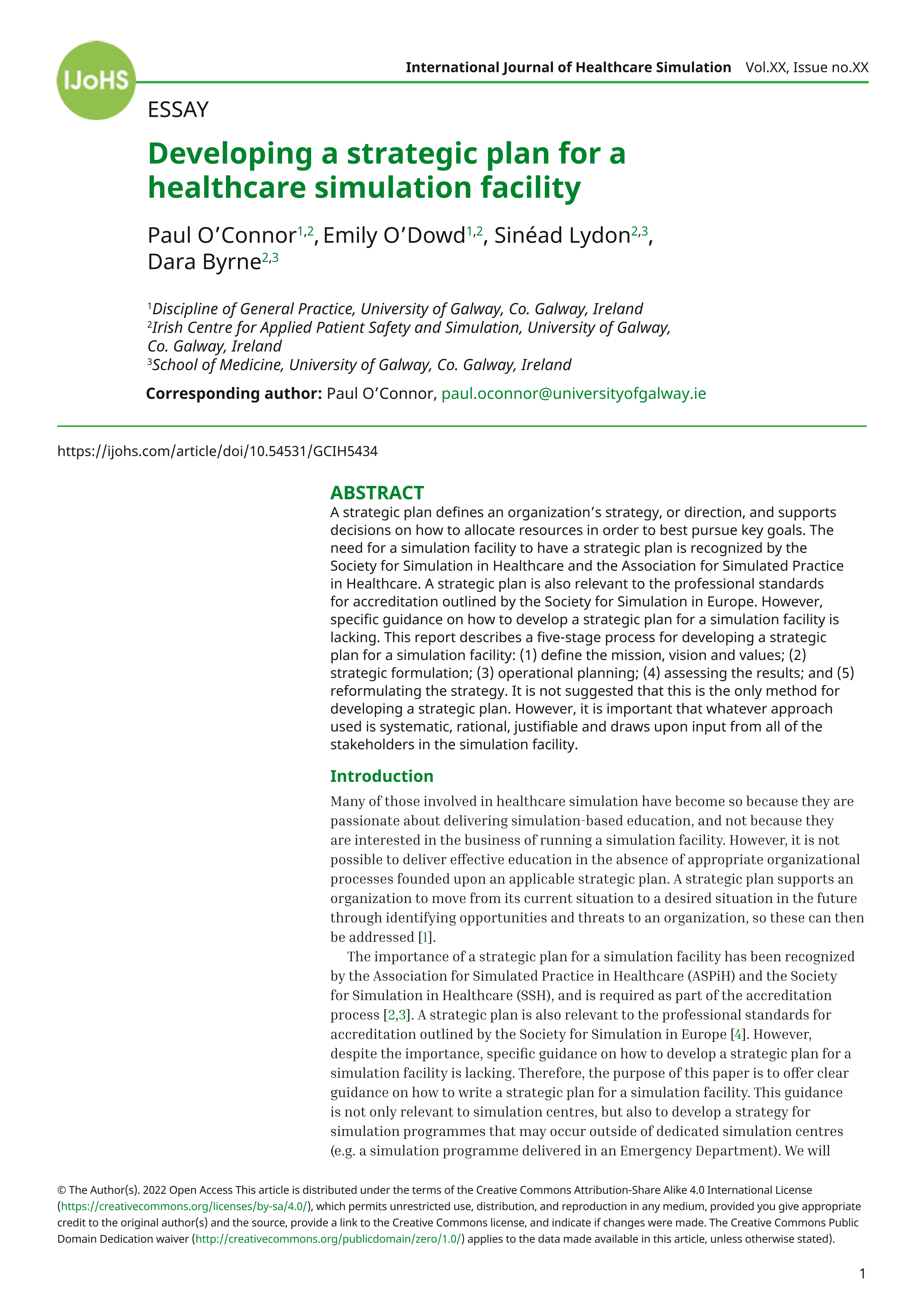 Developing a strategic plan for a healthcare simulation facility