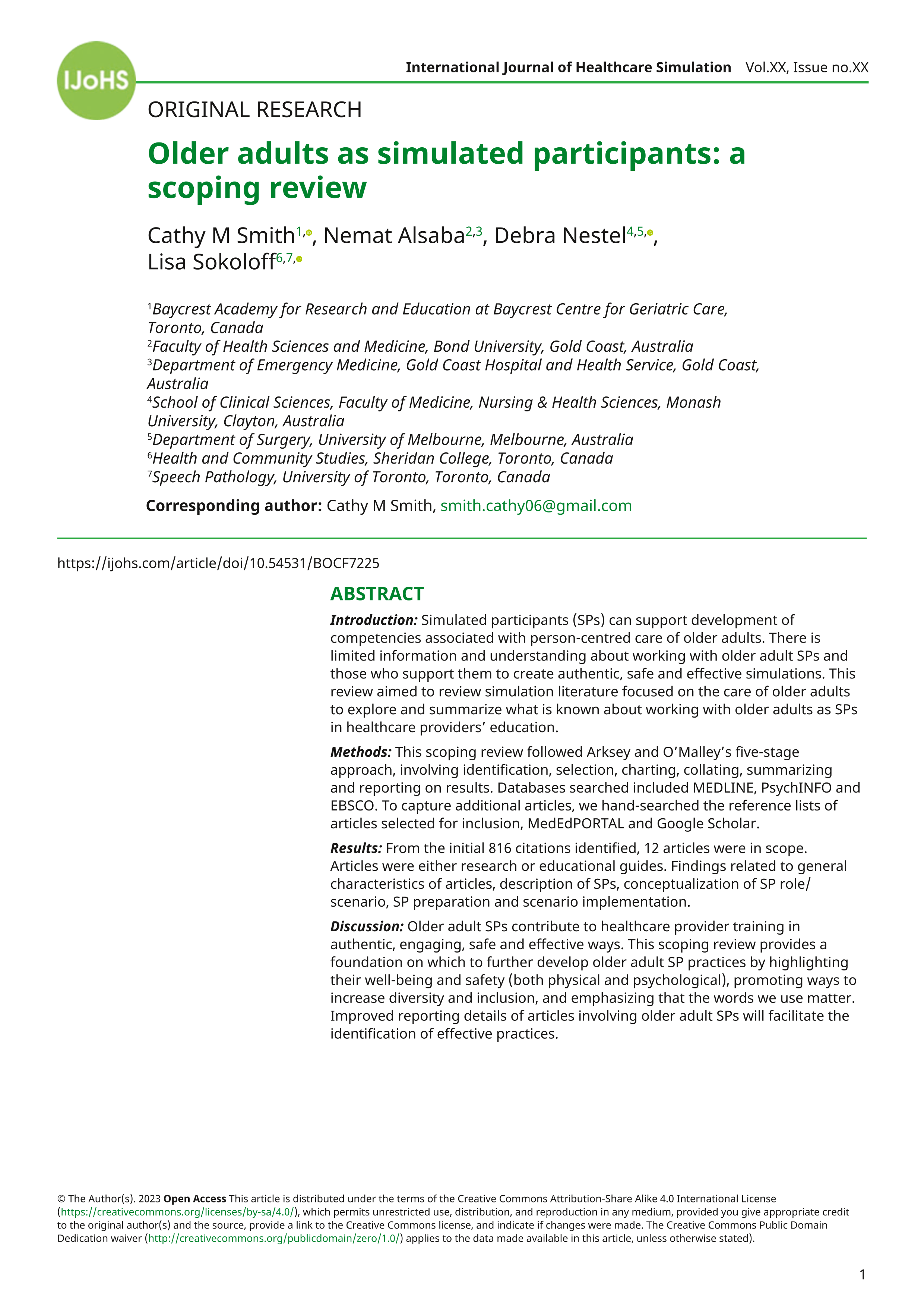 Older adults as simulated participants: a scoping review