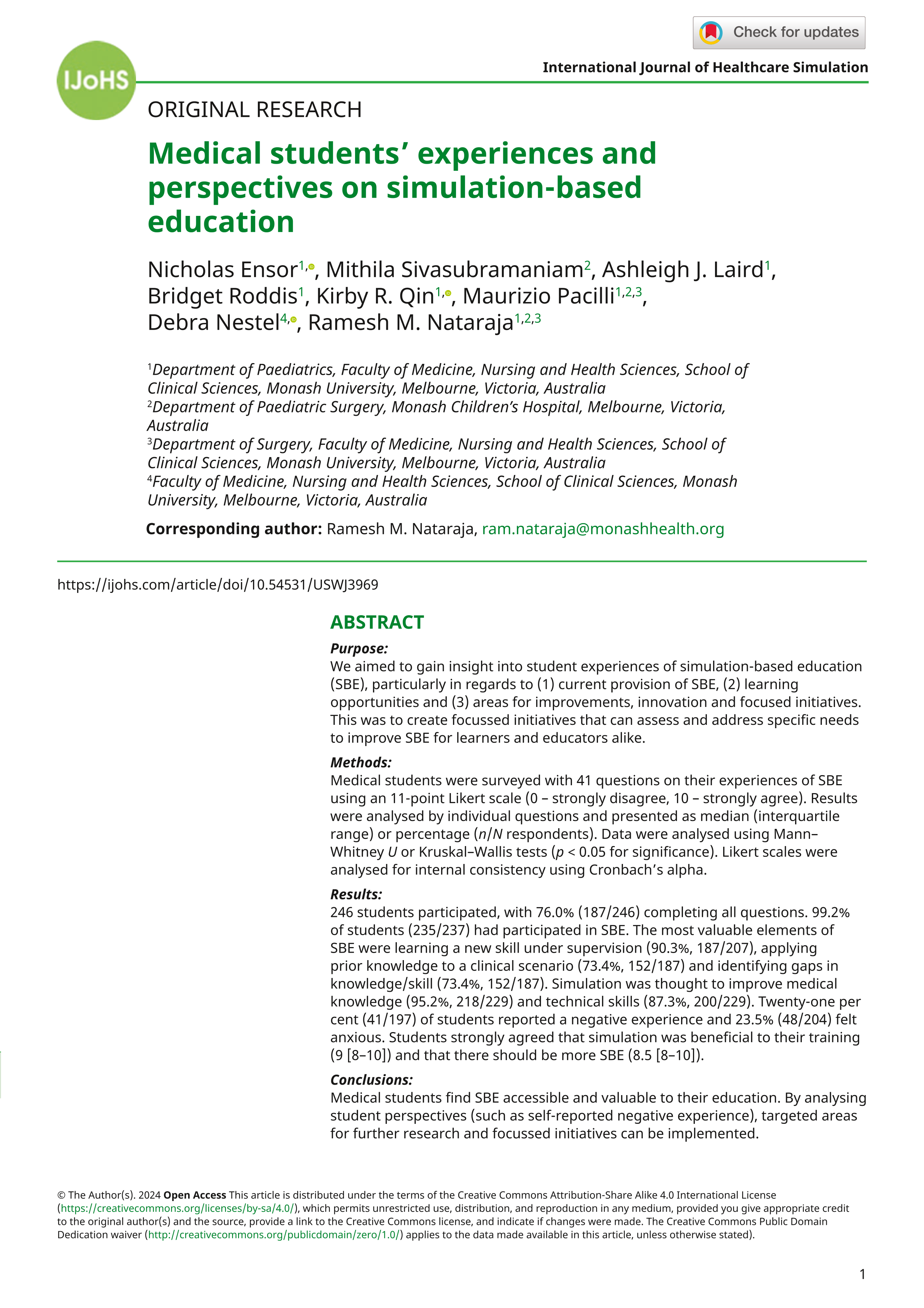 Medical students’ experiences and perspectives on simulation-based education