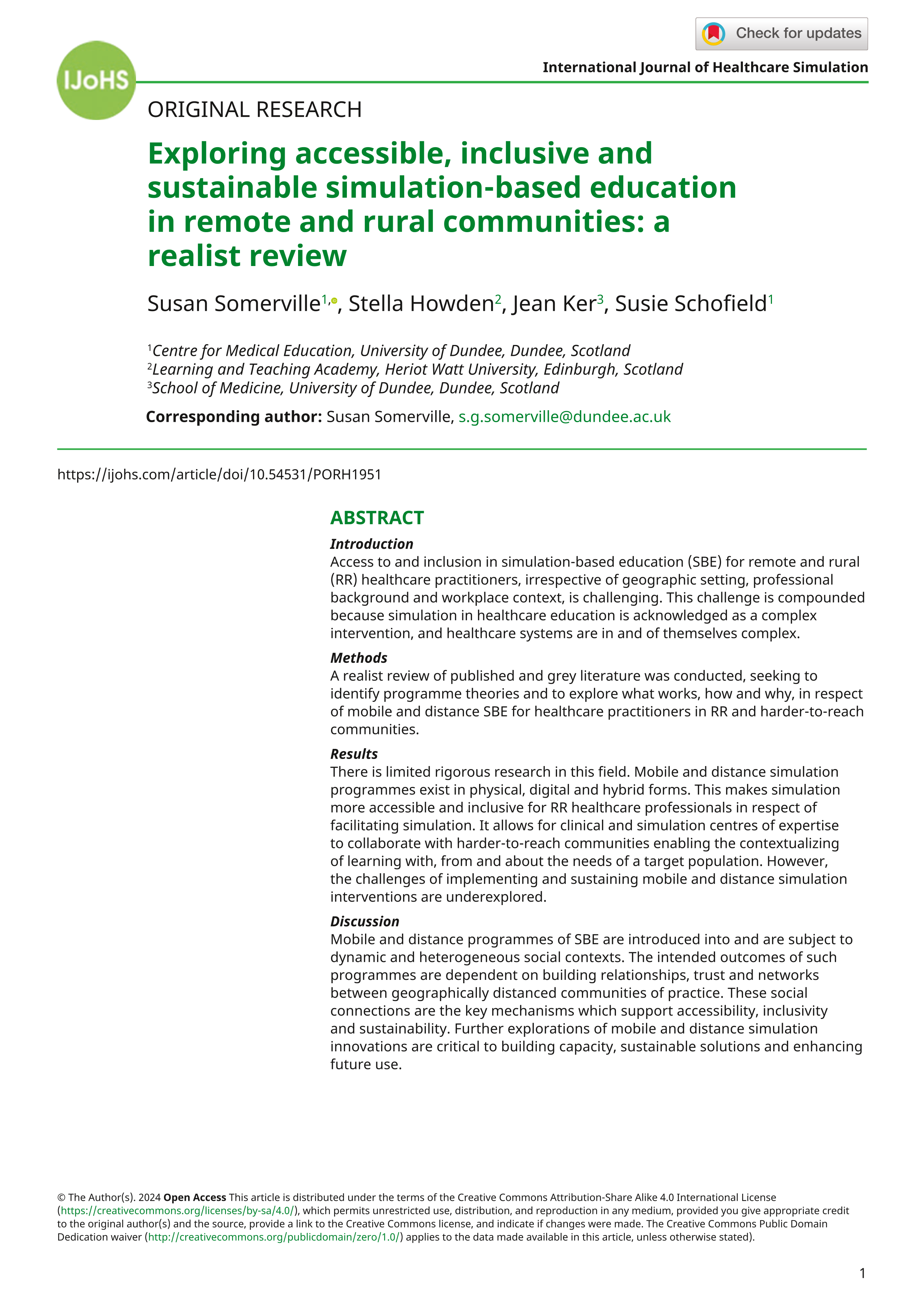 Exploring accessible, inclusive and sustainable simulation-based education in remote and rural communities: a realist review